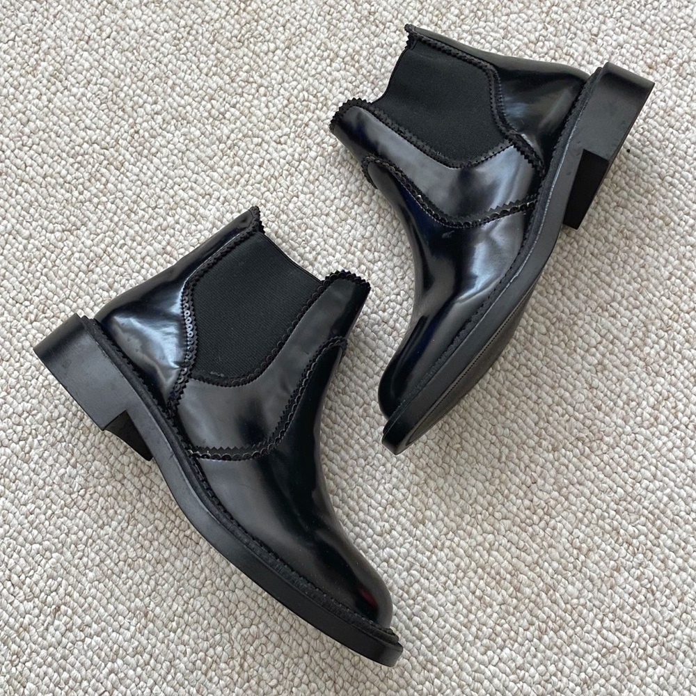 Zara TRF Patent Leather Chelsea Boots